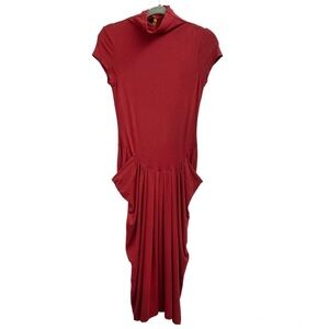 Rachel Pally Womens Modal Dress Size S Turtleneck Short Sleeve Burgundy Red NWT